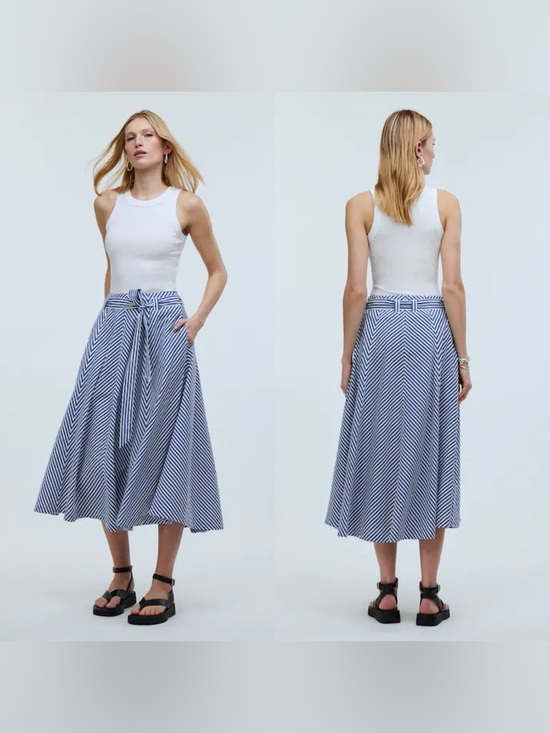 Madewell Dresses & Skirts - Madewell Poplin Striped Flared Midi Skirt
